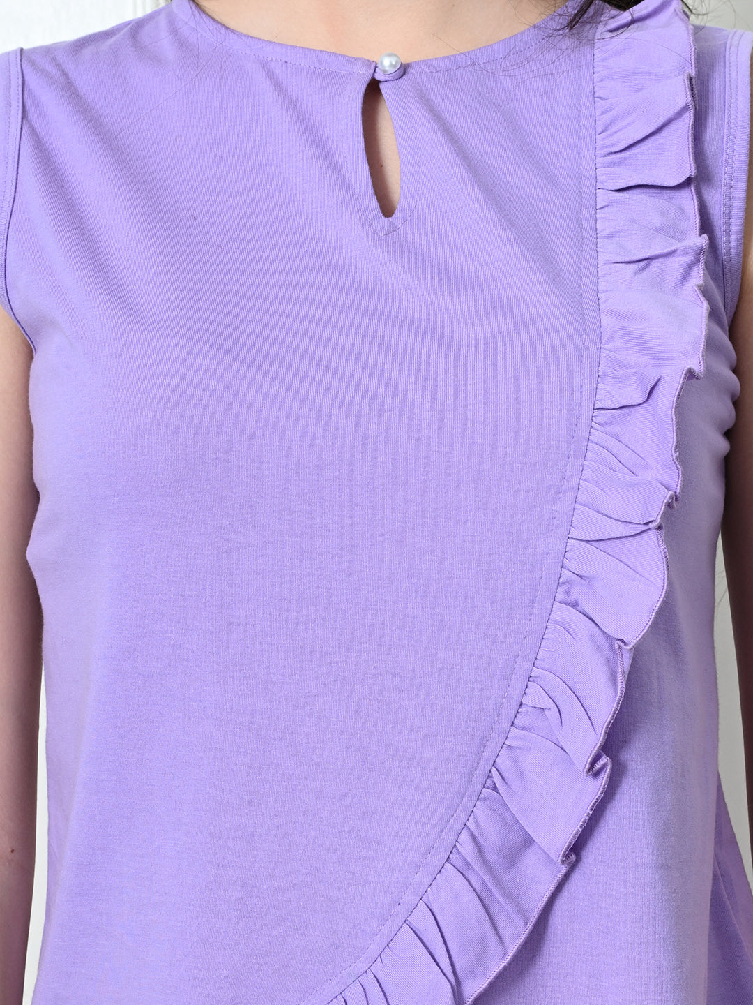 Women's Lavender Sleeveless T-Shirt & Shorts Co-ord Set