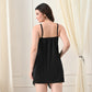 Black Satin Lycra V-Neck Babydoll Nightdress