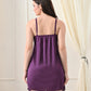 Purple Satin Lycra V-Neck Babydoll Nightdress