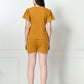 Women's Mustard Yellow Half Sleeve T-Shirt & Shorts Co-ord Set