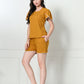 Women's Mustard Yellow Half Sleeve T-Shirt & Shorts Co-ord Set