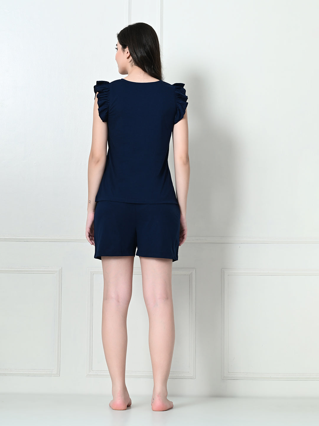 Women's Navy Blue Sleeveless Co-ord Set