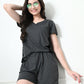 Women's Black Half Sleeve T-Shirt & Shorts Co-ord Set
