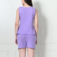 Women's Lavender Sleeveless T-Shirt & Shorts Co-ord Set
