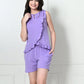Women's Lavender Sleeveless T-Shirt & Shorts Co-ord Set