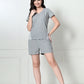 Women's Grey Half Sleeve T-Shirt & Shorts Co-ord Set