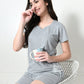 Women's Grey Half Sleeve T-Shirt & Shorts Co-ord Set