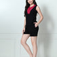 Women's Black & Red V-Neck Top & Shorts Co-ord Set