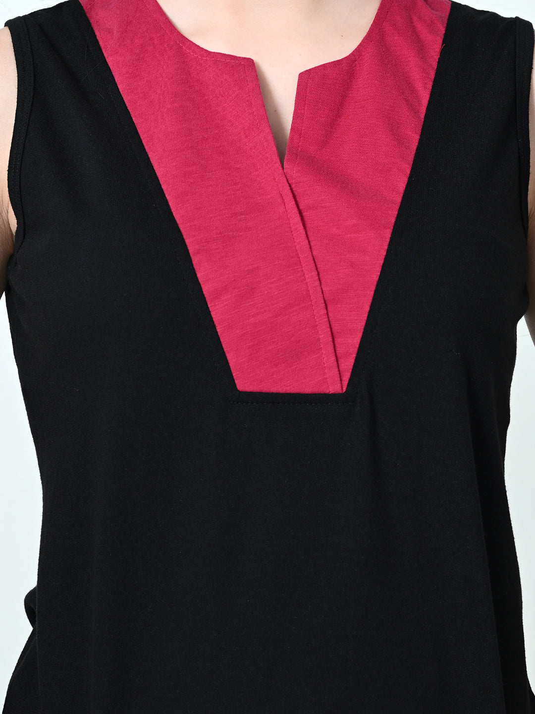 Women's Black & Red V-Neck Top & Shorts Co-ord Set