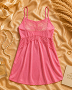Pink Satin Lycra Babydoll Set — Style II