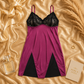 Wine Satin Lycra Babydoll Set with Adjustable Straps