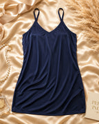 Navy Blue Satin Lycra Babydoll Set — Style II