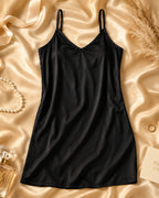 Black Satin Lycra Babydoll Set — Style II