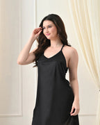 Black Satin Lycra Babydoll Set — Style II