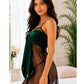 Bottle Green Net Strap Ruffled Intimate Dress with Brief