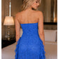 Blue Net Strapless Ruffled Intimate Dress with Brief