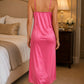 Pink Satin Lycra Wrap Nightgown with Lace Trim