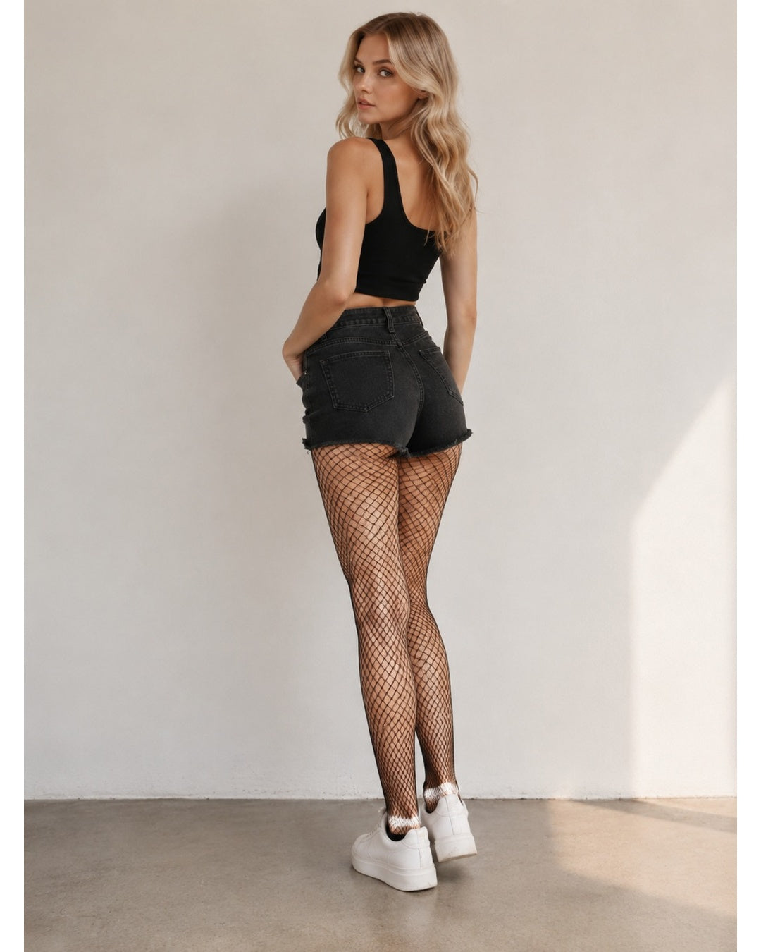 Black Fishnet Stockings — Fine Mesh