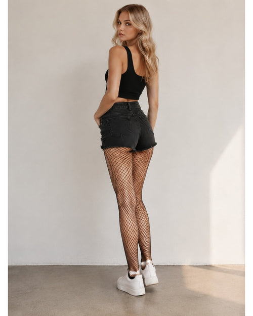 Black Fishnet Stockings — Fine Mesh