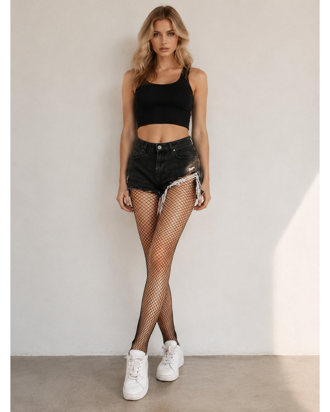 Black Fishnet Stockings — Fine Mesh