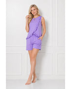 Lilac Knit Ruffle-Trim Sleeveless Top & Shorts Set