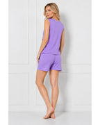 Lilac Knit Ruffle-Trim Sleeveless Top & Shorts Set
