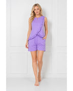 Lilac Knit Ruffle-Trim Sleeveless Top & Shorts Set