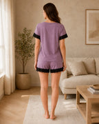 Purple Shorts And Top & Shorts Set with Black Lace Trim