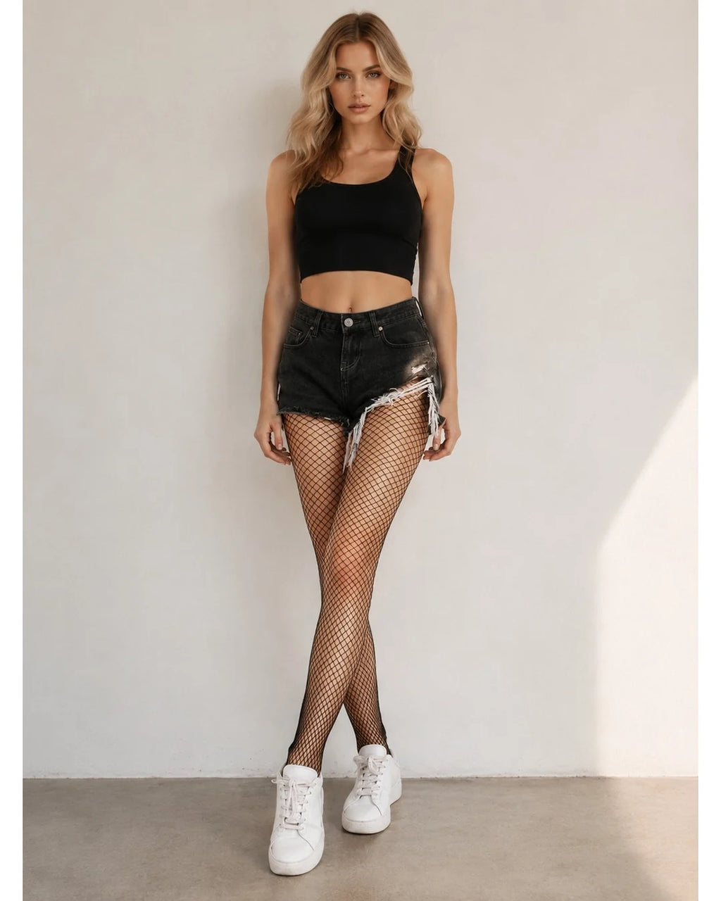 Black Fishnet Stockings — Fine Mesh