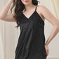 Black Satin Lycra Babydoll Set with Adjustable Straps