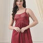 Maroon Satin Lycra Babydoll Set — Style II